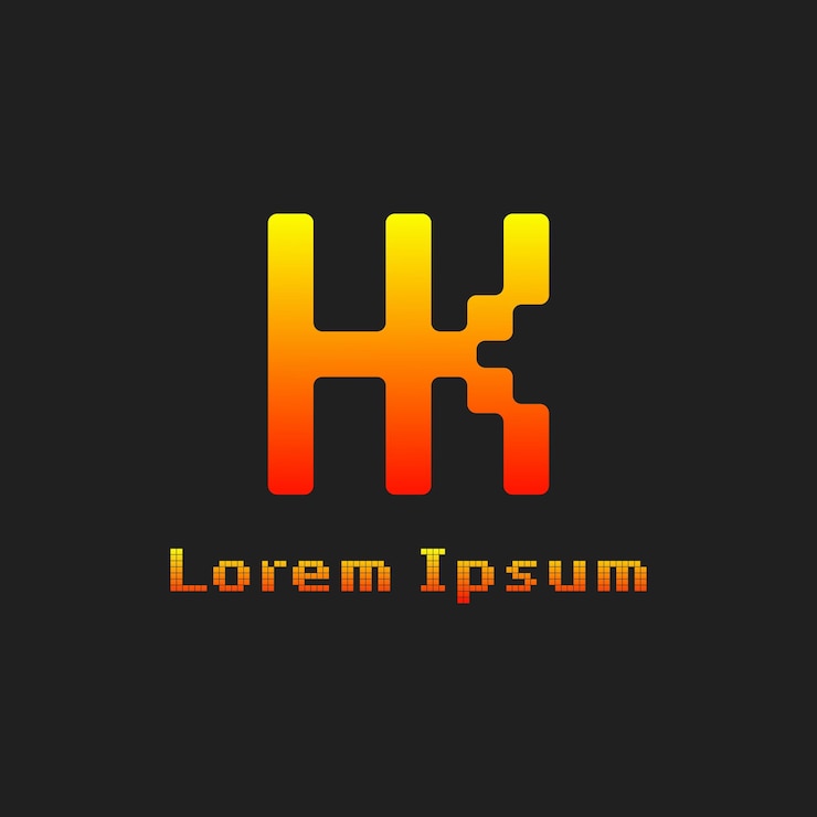 Vector letters hk pixel monogram logo suitable for any business with hk or kh initials