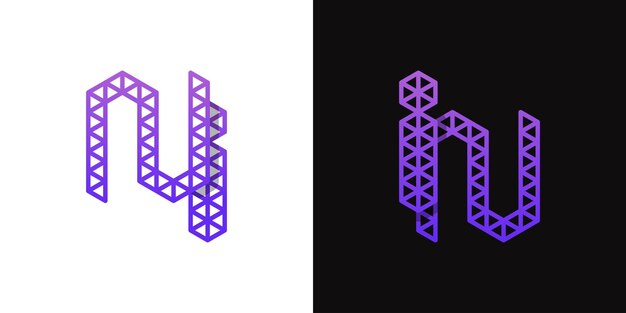 Вектор Буквы in и ni polygon логотип, подходящий для бизнеса, связанного с многоугольником с инициалами in или ni