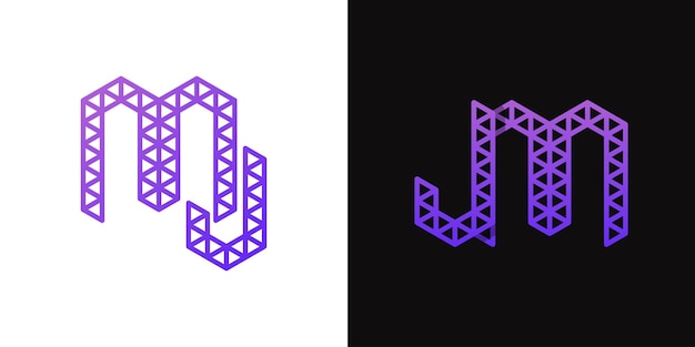 Vector letters jm and mj polygon logo suitable for business related to polygon with jm or mj initials