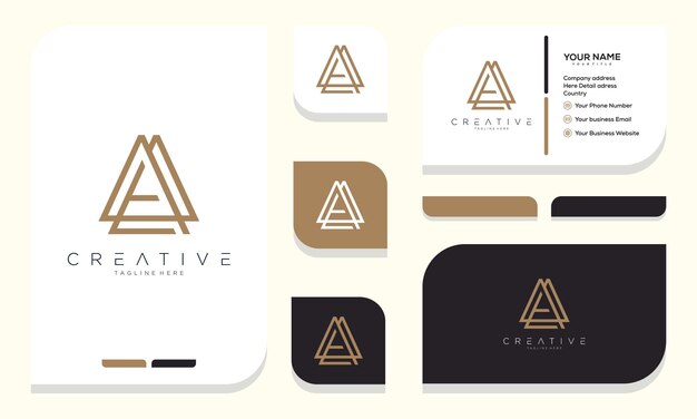 Letters A A, A A,joint logo icon with business card vector template.