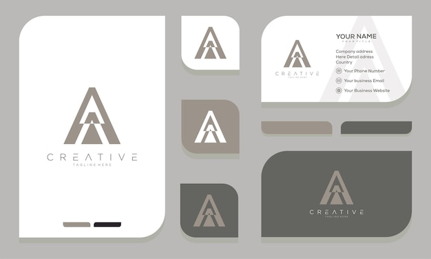 Буквы AA, AA, совместный логотип с векторным шаблоном визитной карточки.
