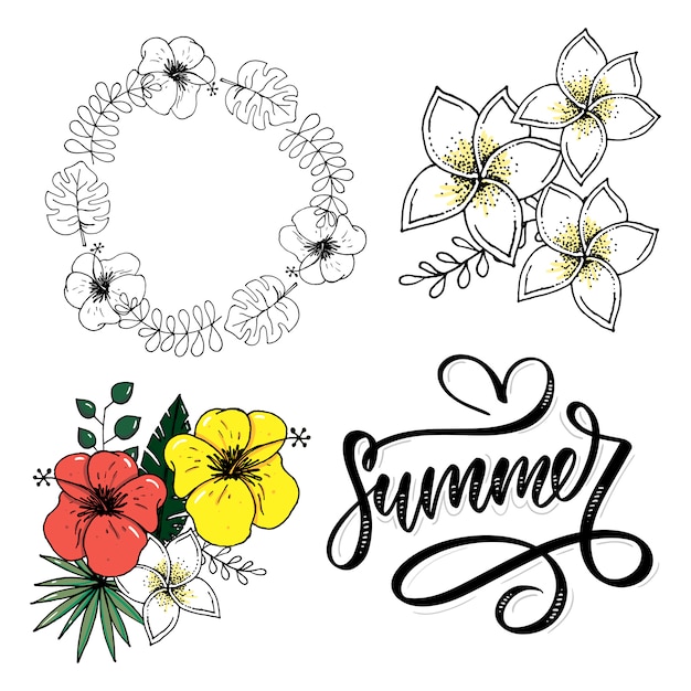 Vector letters made of flowers and leaves summer sale holiday