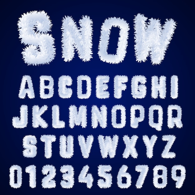 Vector letters and numbers white frost design