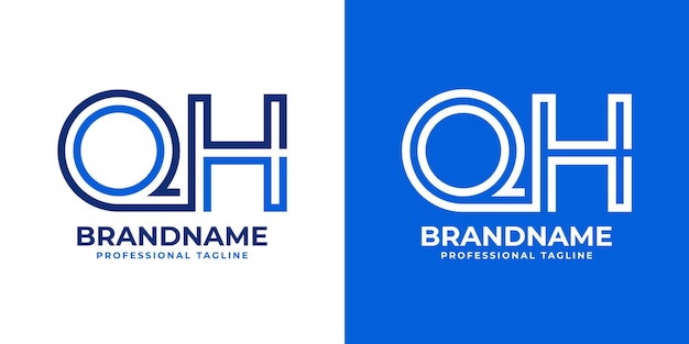 QH 라인 모노그램 문자 로고는 QH 또는 HQ 이니셜으로 비즈니스에 적합합니다.