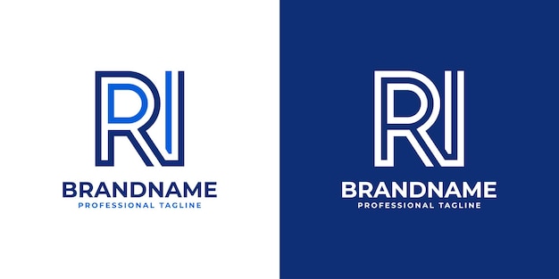 Логотип RI Line Monogram, подходящий для бизнеса с инициалами RI или IR