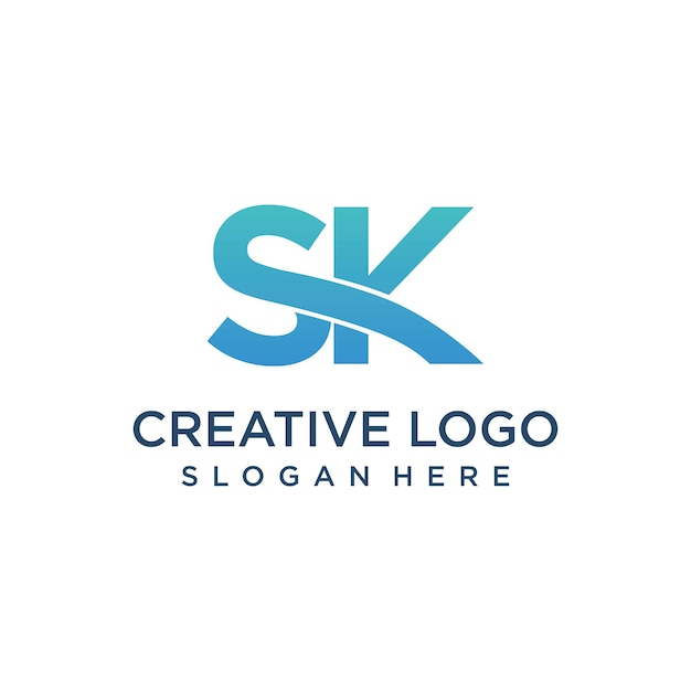 Letters s and k logo design template vector graphics