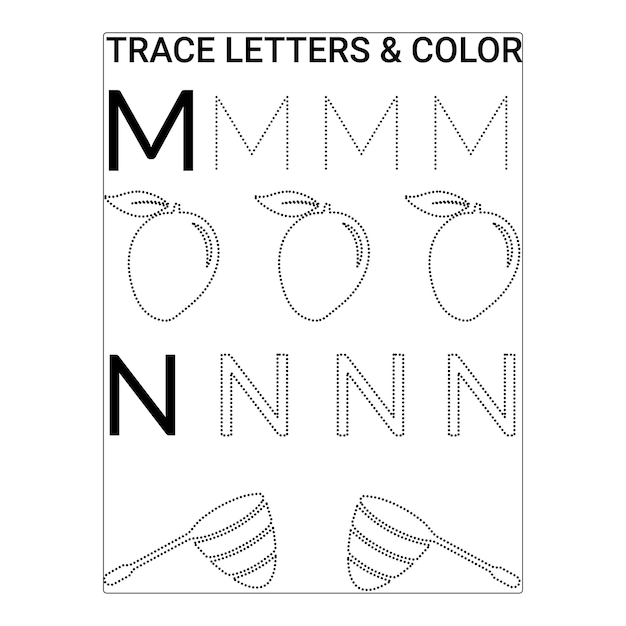 Vector letters tracing and color pages for kids premium vector