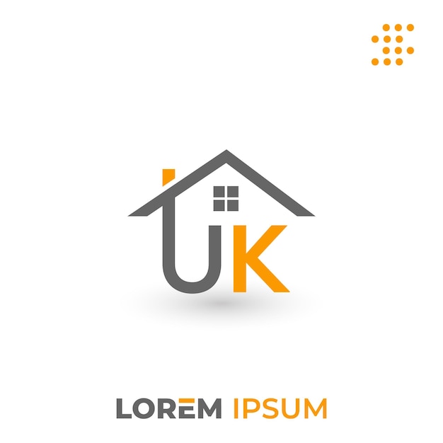 귀하의 House 브랜드에 대한 Letter UK House 로고 일러스트레이션.
