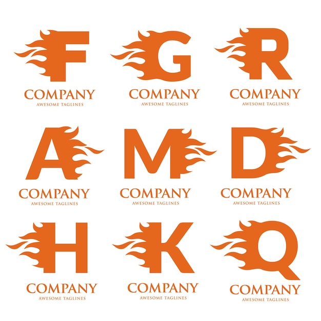 Vettore lettere con logo del fuoco