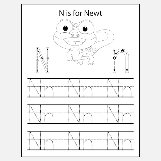 Lettertraceer- en kleurenwerkblad voor kinderen