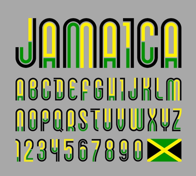 Lettertype of alfabet met vlag Jamaica