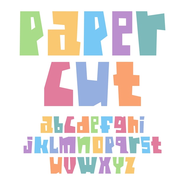 Lettertype papier gesneden kleine letters pastelkleuren