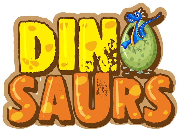 Vector lettertype voor woord dinosaurus met dinosaurus in ei