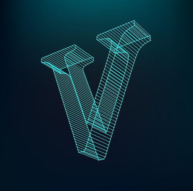 Vector lettertypen van mesh veelhoekig. draadframe contour alfabetten.