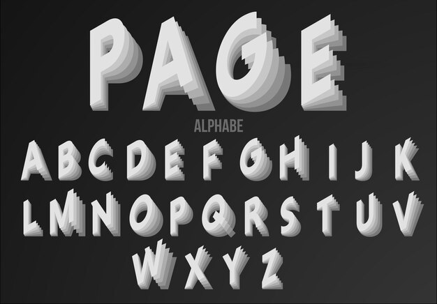 Lettertypeontwerp in paginastijl. Pagina's lettertype vectorillustratie.