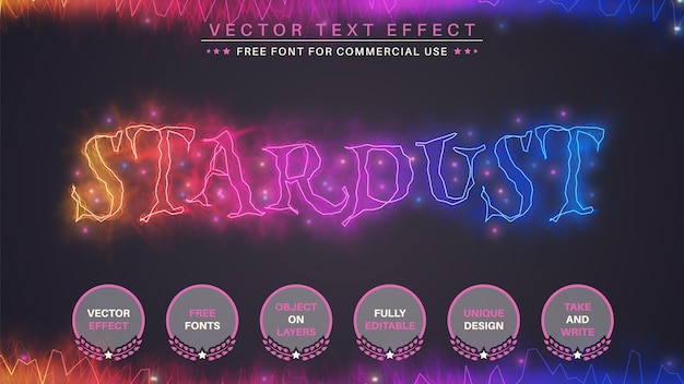 Vector lettertypestijl stardust-teksteffect