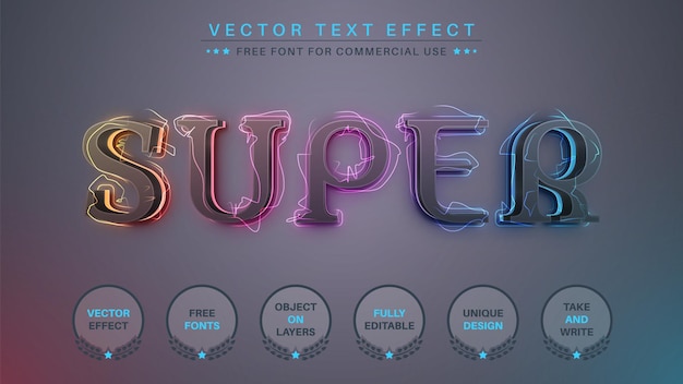 Vector lettertypestijl super lightning-teksteffect