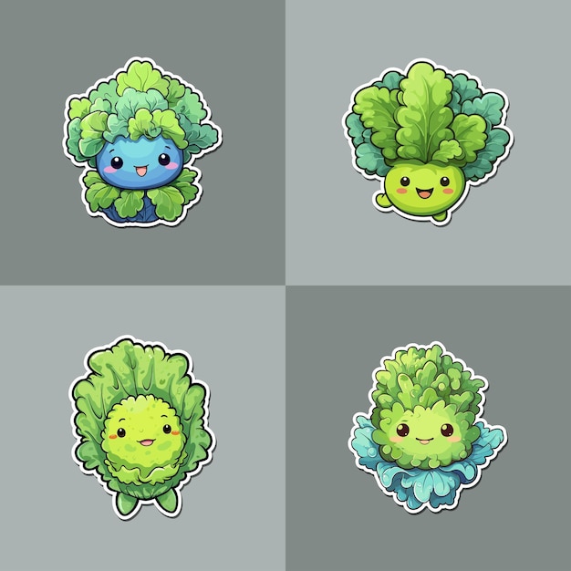 lettuce sticker kawaii cartoon illustration