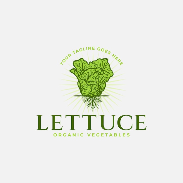 Иллюстрация дизайна логотипа Lettuce Vintage для фермы Lettuce