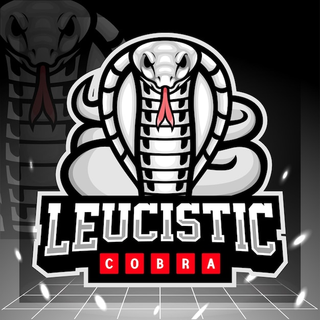 Mascotte del serpente cobra leucistico. design del logo esport.