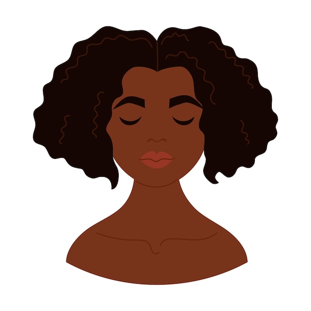 Leuk Afro-Amerikaans meisje met krullend kapsel Vrouwelijke portret avatar