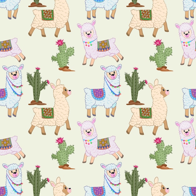 Leuk alpaca naadloos patroon