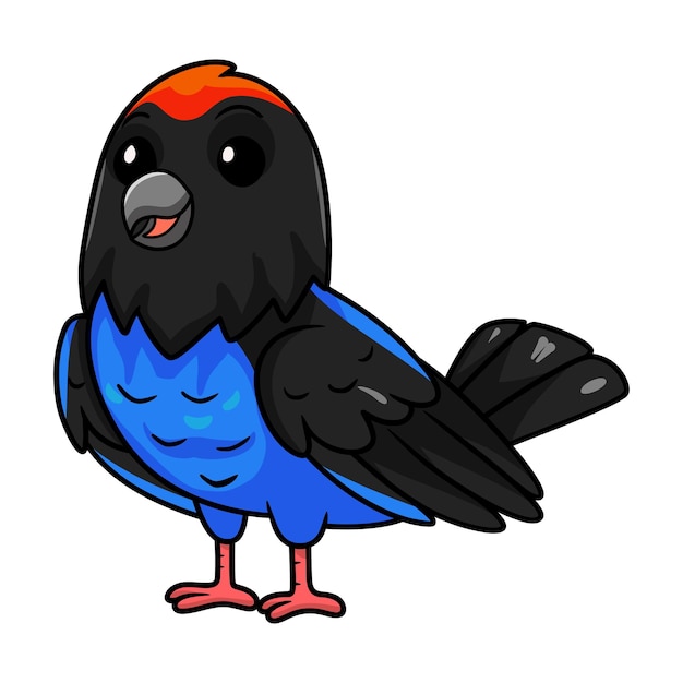 Vector leuk blauw manakin vogelbeeldverhaal