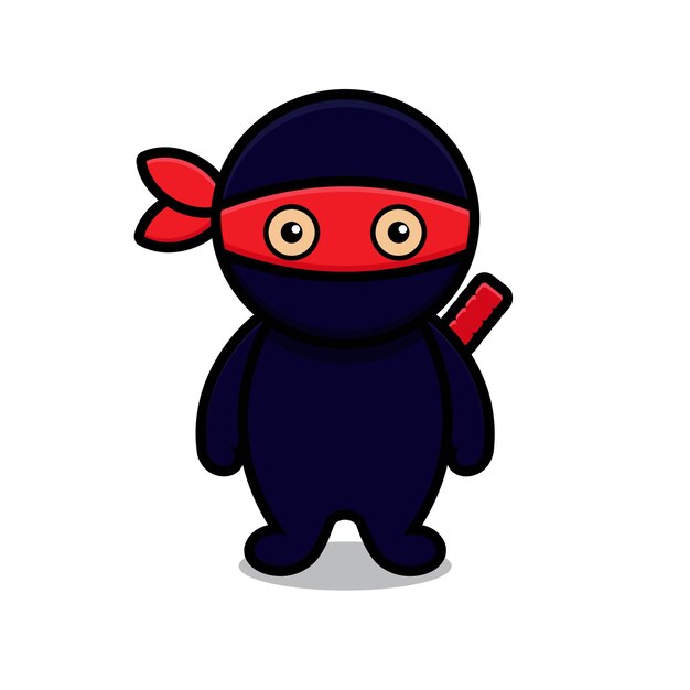 Leuk blauw ninja-mascottekarakter. ontwerp geïsoleerd op een witte achtergrond.