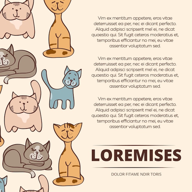 Leuk doodle katten posterontwerp