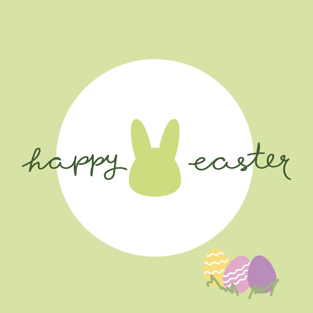 Leuk eenvoudig Happy Easter-logo met feestelijke eieren en konijn