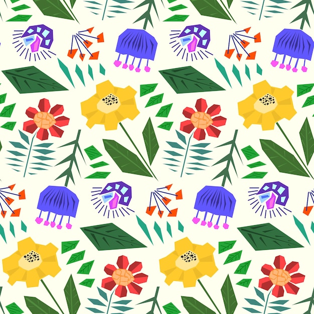 Leuk eenvoudig naadloos patroon met platte abstracte bloemen in Scandinavische stijl