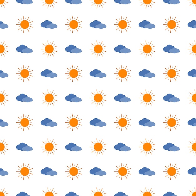 Leuk eenvoudig naadloos patroon met zon en wolk. kinderen printen voor textiel, inpakpapier en design. platte vectorillustratie