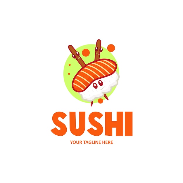 Leuk en leuk japans sushi-logo