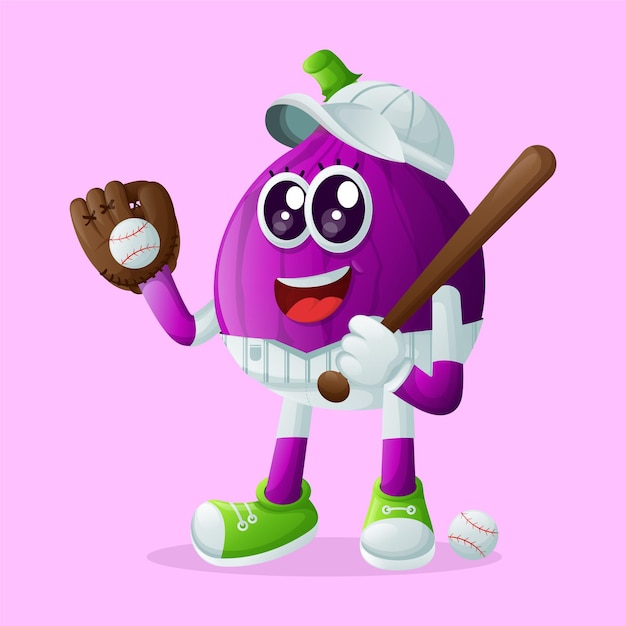 Leuk fig personage dat honkbal speelt Perfect voor kinderen merchandise en sticker banner promotie of blog