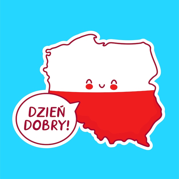 Leuk gelukkig grappig polen kaart en vlag karakter