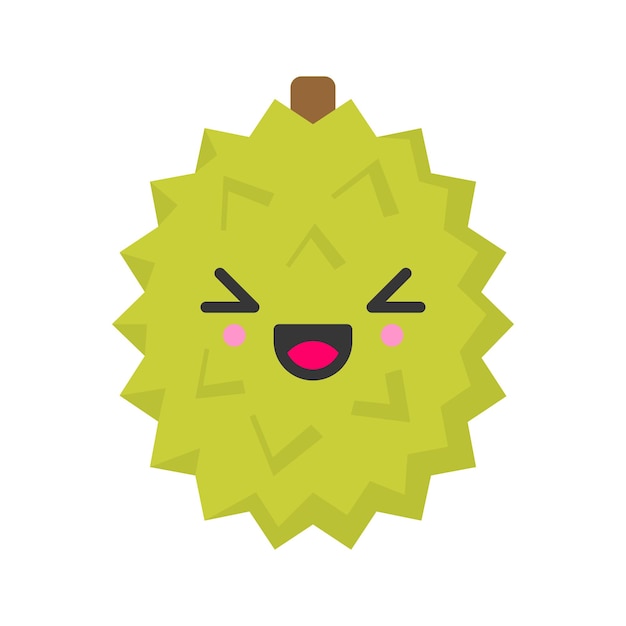 Leuk glimlachend exotisch durian geïsoleerd kleurrijk vectorfruitpictogram