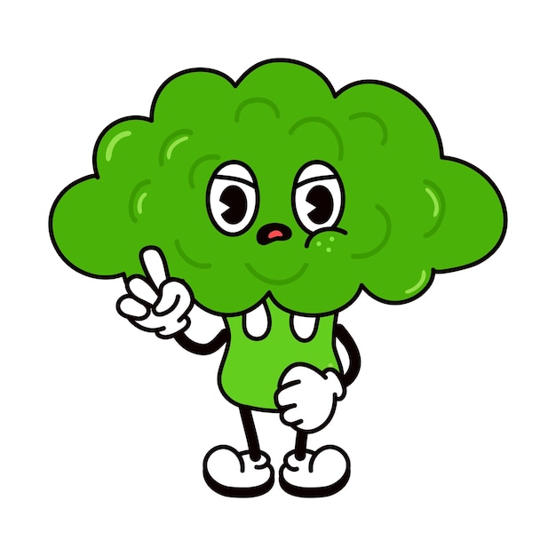 Leuk grappig boos verdrietig broccoli-personage