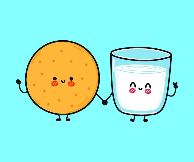 Leuk grappig gelukkig glas melk en koekjeskarakter