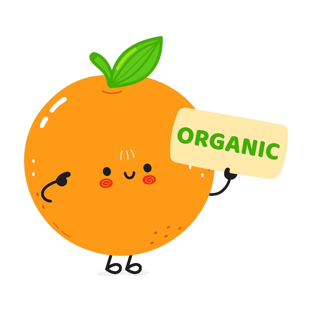 Leuk grappig oranje fruitposterkarakter