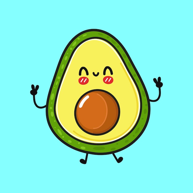 Leuk grappig springend avocado-personage