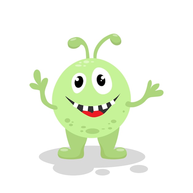 Leuk groen monster in platte stijl geïsoleerd op witte achtergrond Vector illustratie