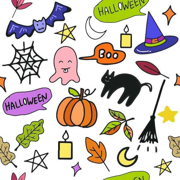 Vector leuk halloween nacht naadloos patroon