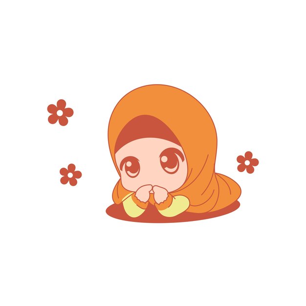 Vector leuk hijab meisje cartoon personage