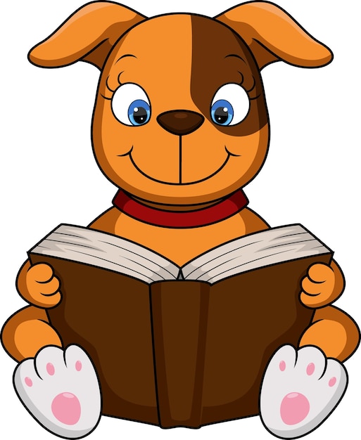 Leuk hondenbeeldverhaal dat een boek leest