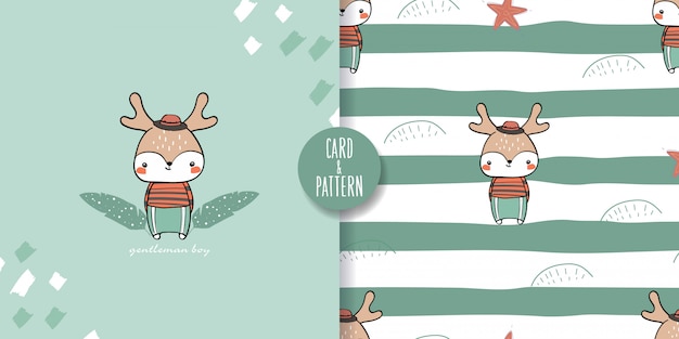 Leuk huisdier fawn naadloos patroon en illustratie