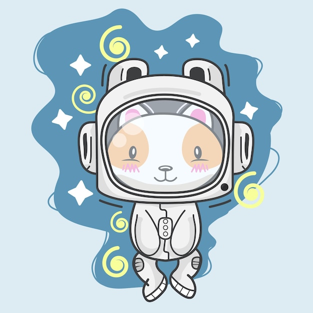 Leuk katje in astronautenpak in de ruimte