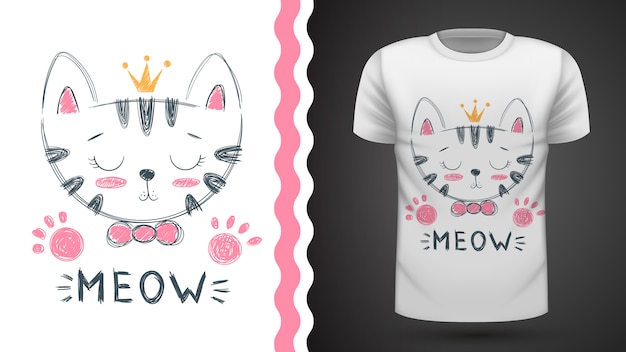 Vector leuk kattenidee voor drukt-shirt