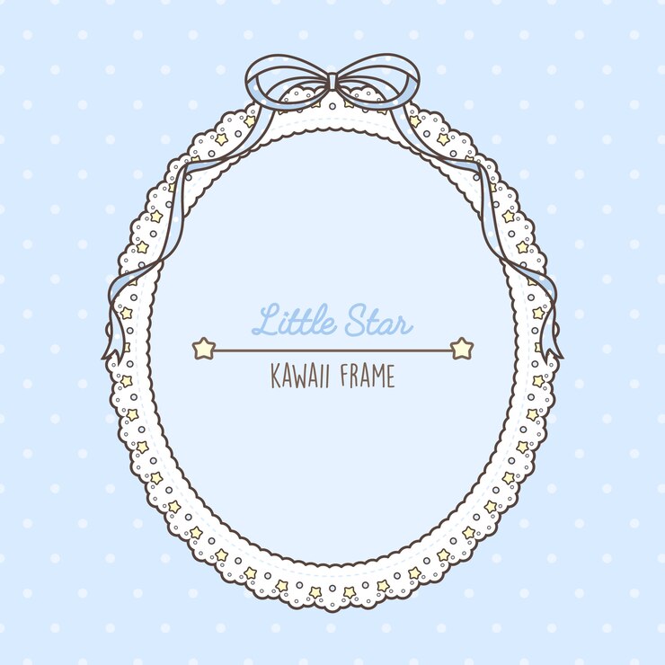 Leuk kawaii lichtblauw sterren en veters frame