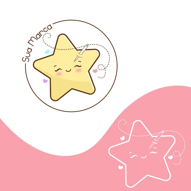 Leuk kawaii logo ontwerp Sterrenvector