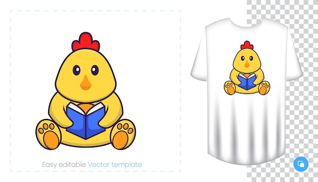 Leuk kippenkarakter. Prints op T-shirts, sweatshirts, hoesjes voor mobiele telefoons, souvenirs.